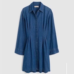 Madewell Denim Pleated Mini Shirtdress